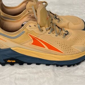 Altra Olympus 5 Trail Running Shoes - Tan, Orange, Navy